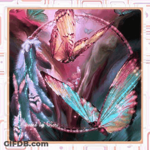 Magical Pastel Butterflies Portrait GIF