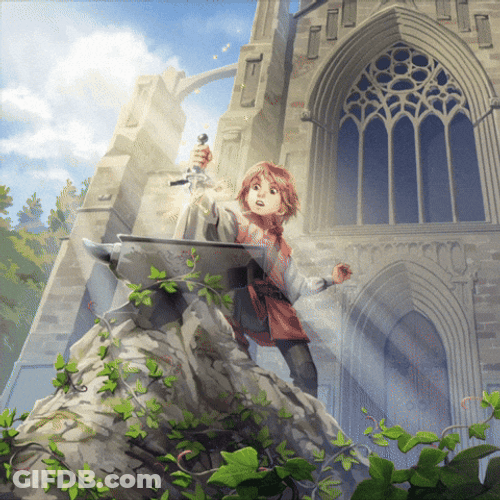 Magical Sword Panted On Anvil GIF