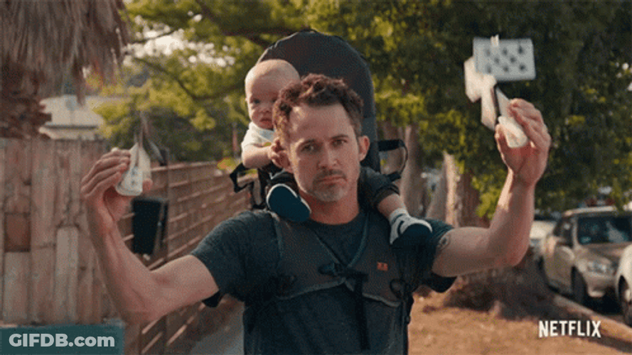 Magician Justin Willman Card Trick Shuffle With Baby GIF