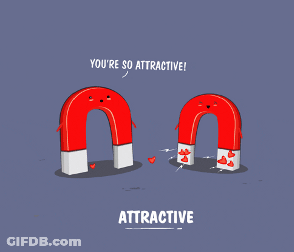 Magnet Couple In Love Hearts Attract Valentines Day GIF