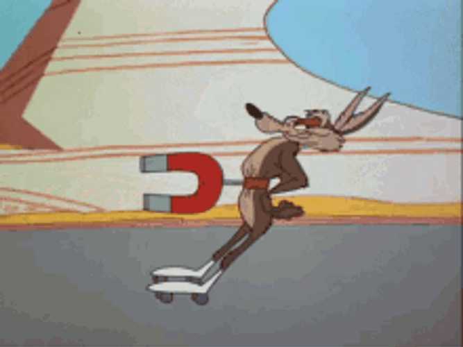 Magnet Roller Skates Wile E. Coyote Looney Tunes GIF