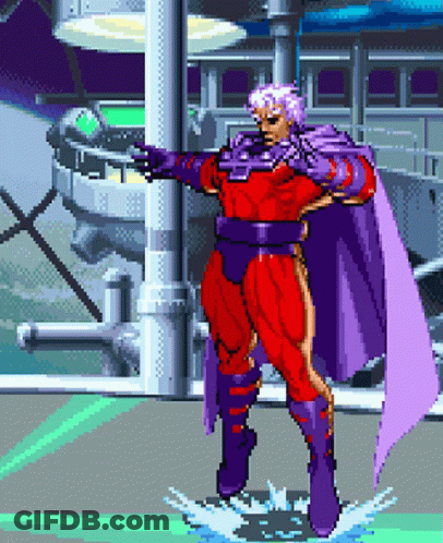 Magneto Pixel Art Red And Purple Costume GIF
