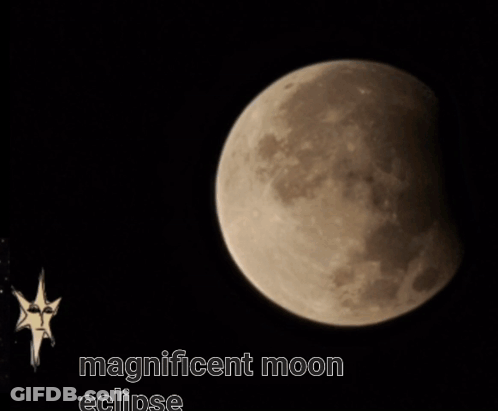 Magnificent Moon Eclipse With Star GIF