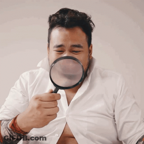 Magnifying Glass Magnify Below Make Man Happy GIF
