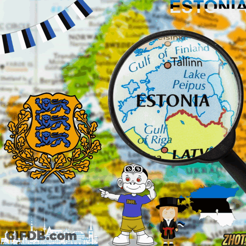 Magnifying Glass Map Of Estonia And Gulf Of Finland GIF