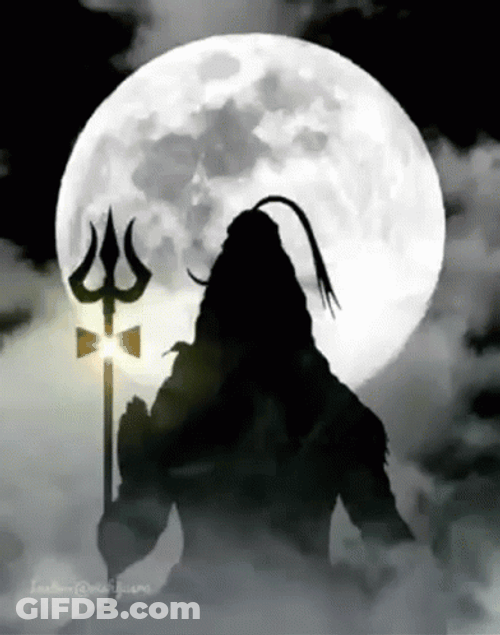 Mahadev Shiv Ji Moon Shadow Trident GIF