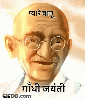 Mahatma Gandhi Painting With Glasses And Mustache GIF