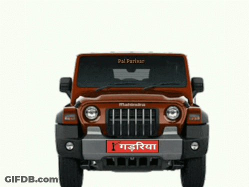 Mahindra Jeep With Pal Parivar License Plate GIF