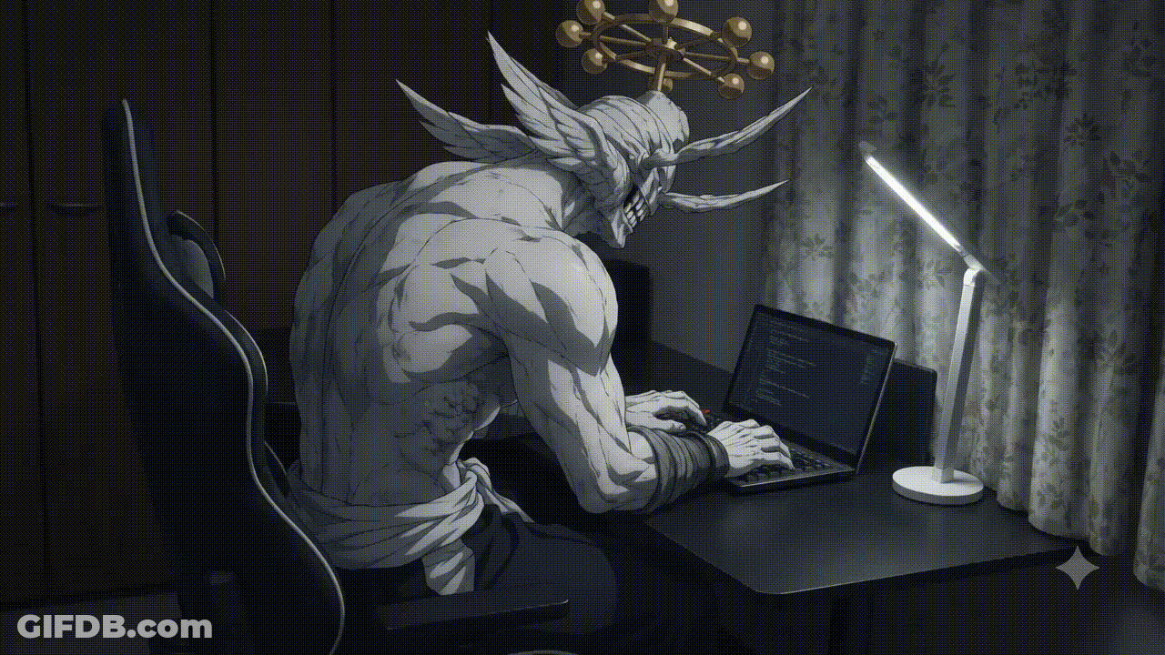 MahoragaTyping GIF