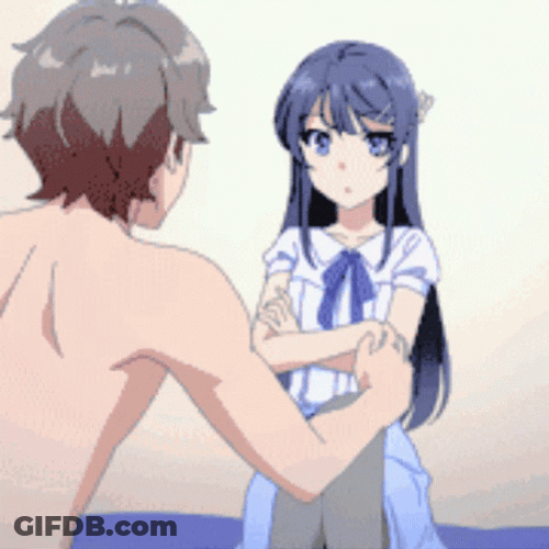 Mai Sakurajima Kick Yuma Kunimi GIF