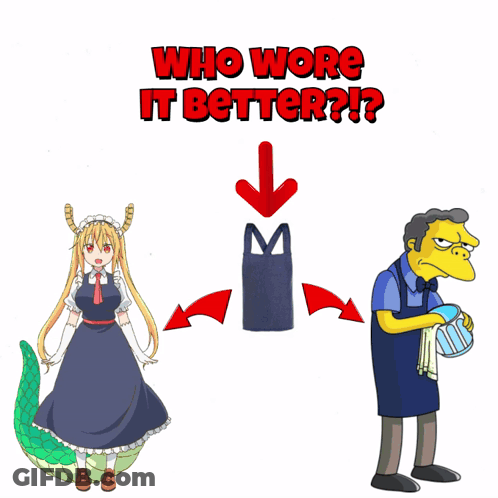 Maid And Man Saying Who Wore It Better GIF