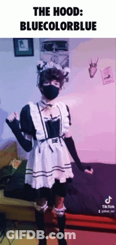 Maid Costume Person Saying The Hood Blue Color Blue GIF