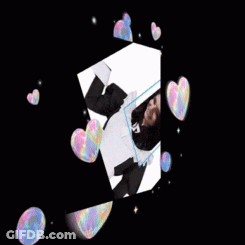 Maid Costume Woman Surrounded By Hearts And Bubbles GIF