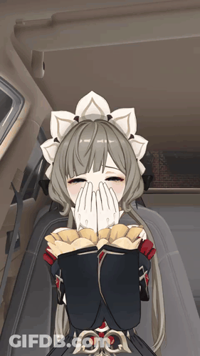 Maid Covering Mouth With Hands In Car GIF