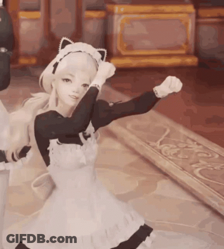 Maid With Cat Ear Headband Holding Fist Up GIF