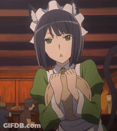 Maid With Cat Ear On Head Holding Something GIF