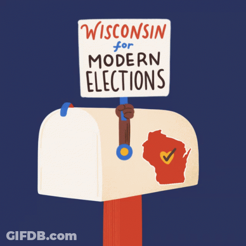 Mailbox Holding Wisconsin Sign For Modern Elections GIF