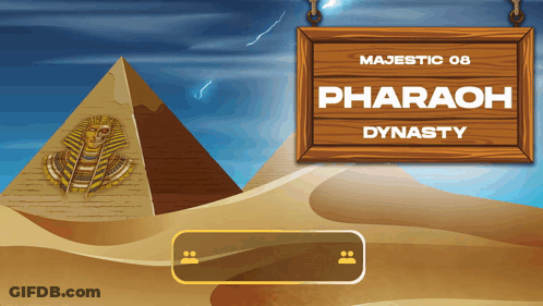 Majestic 08 Pharaoh Dynasty Sign With Pyramids GIF