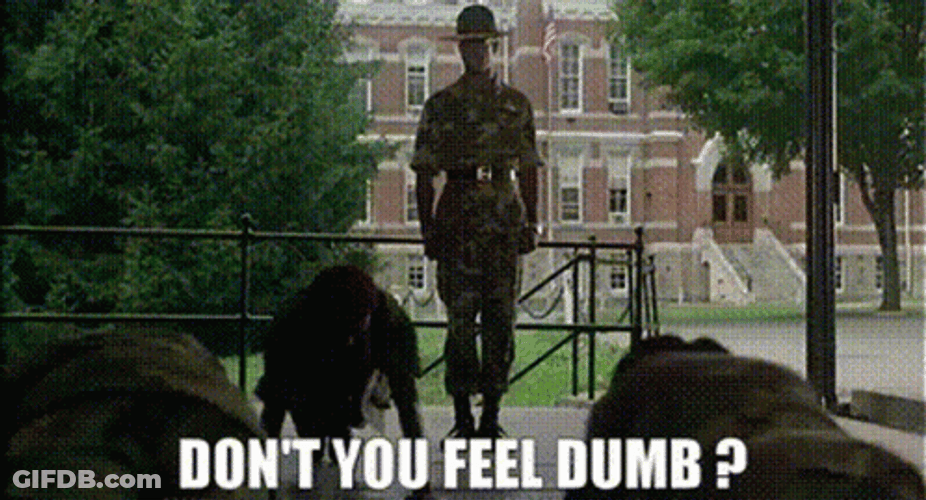 Major Payne Attention Stance Feel Dumb Meme GIF