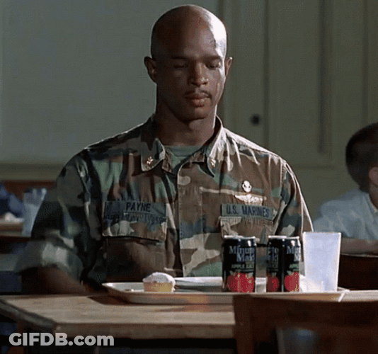 Major Payne Dining Hall Snapping Soda GIF