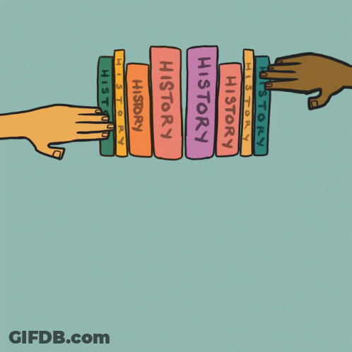 Make Space For Women In History Poster With Two Hands Holding Books GIF