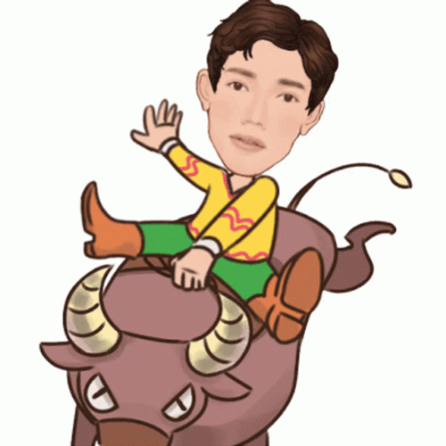 Male Avatar Buffalo Riding GIF