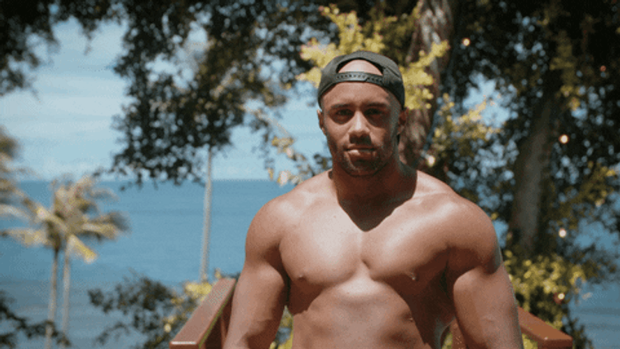 Male Sexy Model Flexing Muscles GIF