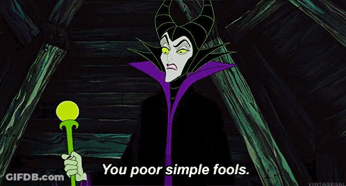 Maleficent Holding Green Wand Saying You Poor Simple Fools GIF