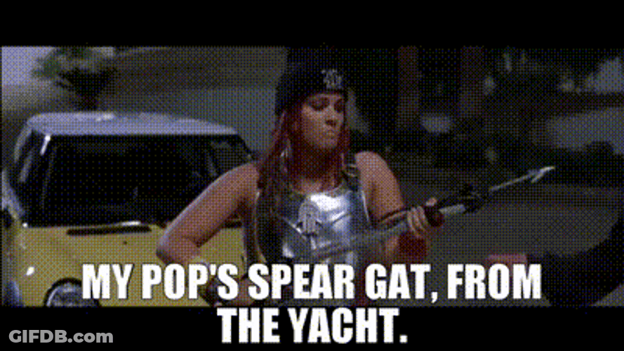 Malibus Most Wanted Woman With Pop's Spear From The Yacht GIF