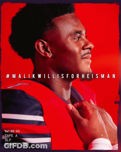 Malik Willis For Heisman Poster Man In Red Jersey GIF