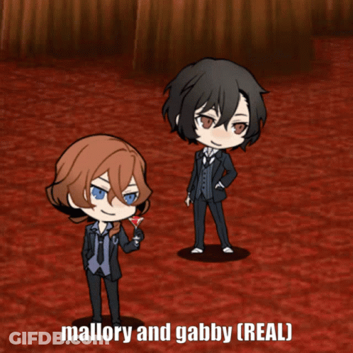 Mallory And Gabby Are Standing Next To Each Other On A Red Rug GIF