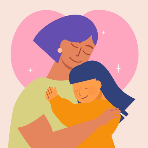 Mama And Daughter Heart Animated Art GIF