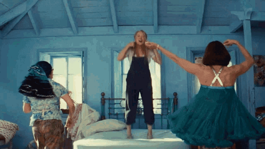 Mamma Mia Donna Bed Jumping GIF