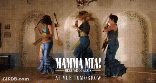 Mamma Mia Here We Go Again Poster Three Women Dancing GIF