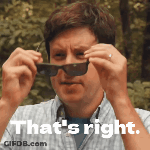 Man Adjusts Sunglasses Saying That's Right GIF