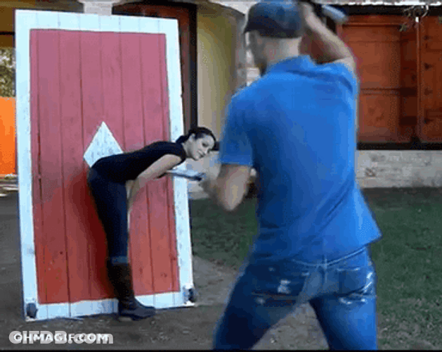 Man Amazing Knife Throwing Skills GIF