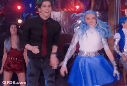 Man And Blue-Haired Woman Dancing GIF