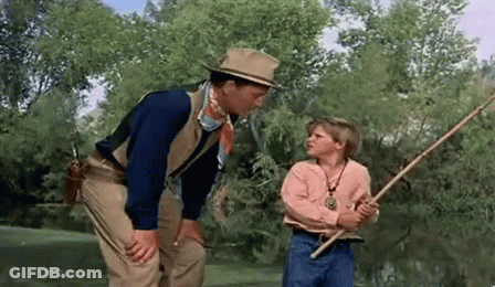Man And Boy Fishing In Lake GIF