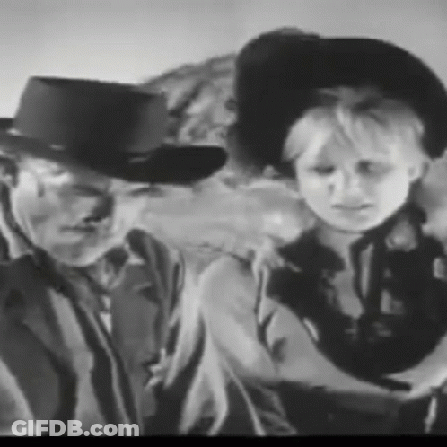 Man And Boy In Cowboy Hats GIF