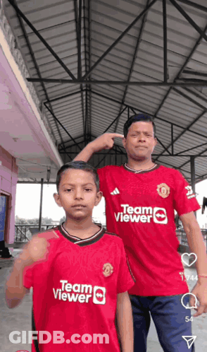 Man And Boy In TeamViewer Shirts GIF