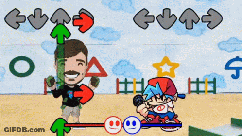 Man And Boy In Video Game With Arrows Up And Down GIF