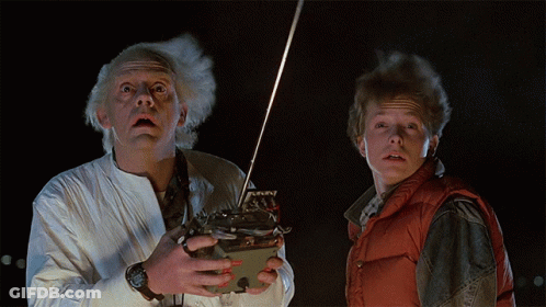 Man And Boy Looking Up Holding Radio GIF