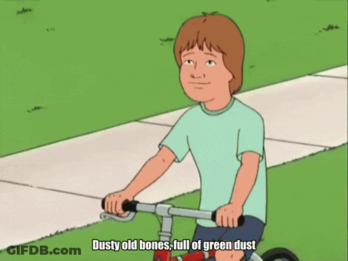Man And Boy On Bike With Dusty Bones GIF