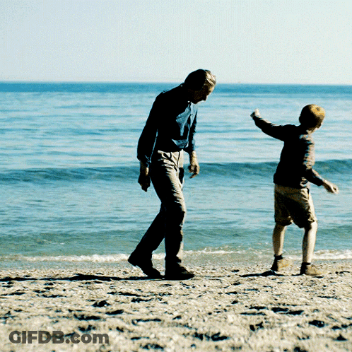 Man And Boy Playing On Beach GIF