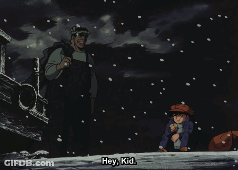 Man And Boy Standing In Snow Hey Kid GIF