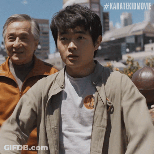 Man And Boy With #Karatekidmovie GIF