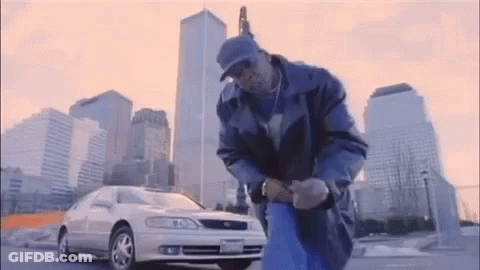 Man And Car At City Skyline GIF