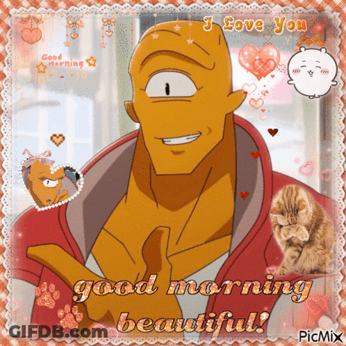 Man And Cat Good Morning Beautiful GIF