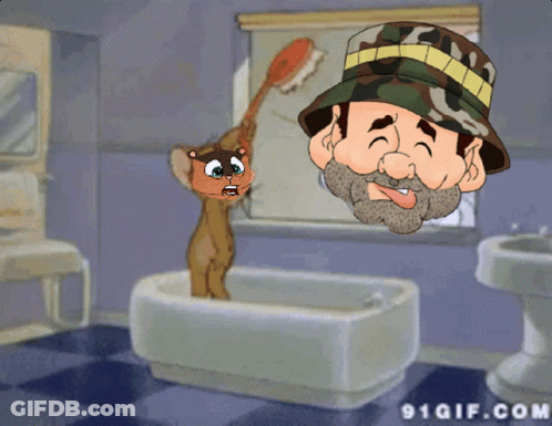 Man And Cat In Bathroom 91Qif.com GIF