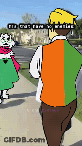 Man And Cat Walking Down Sidewalk With Mfs That Have No Enemies GIF
